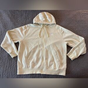 Nike Full-Zip Sportswear Club Fleece Hoodie Sweatshirt Sail Light Yellow/White L